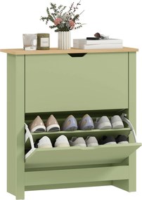 HOMCOM Dulap pentru încălțăminte 12 perechi, dulap îngust cu 2 sertare rabatabile și rafturi reglabile, verde | Aosom Romania