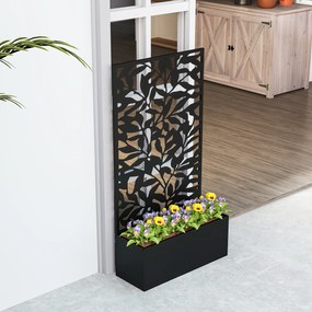 Outsunny Ghiveci cu spallier pentru plante cățărătoare din oțel, montare pe perete sau pe podea, 61x23x113 cm, negru | Aosom Romania