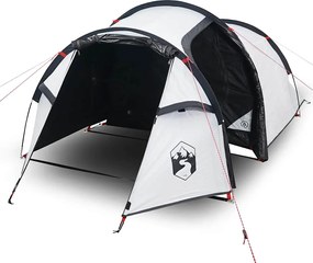 vidaXL Cort camping tunel 2 persoane, alb, țesătură opacă, impermeabil