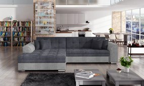 Coltar tapitat, extensibil, 295x80x195 cm, Sorento L02, Eltap (Culoare: Gri deschis texturat / Gri inchis piele)