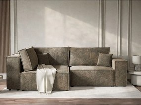 Colțar maro extensibil/cu spațiu de depozitare cu tapițerie din chenille (cu colț pe partea stângă/în formă de ”L”) Tonga – Maison de Rêve