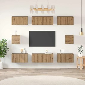 vidaXL Set dulap TV cu raft Pe perete Altele cu depozitare 8 pcs stejar artizanal