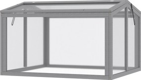 Outsunny Seră tip cutie pentru răsaduri, pat pentru plante cu capac din lemn și policarbonat, rezistent la intemperii, Gri deschis 90 x 80 x 58 cm | Aosom Romania