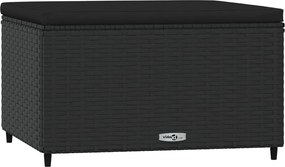 vidaXL Taburet de grădină cu pernă, negru, poliratan