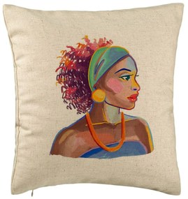 Perna Decorativa, Model Golden African, 40x40 cm, Bej, Husa Detasabila, Burduf