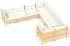 3096971 vidaXL Set mobilier de grădină cu perne crem, 8 piese, lemn masiv pin