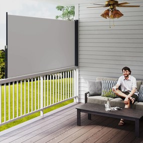 Outsunny Store lateral Gard anti-vânt paravan retractabil dim. 3L x 1,40H m alu. Poliester Anti-UV densitate mare 180 g/m² Gri | Aosom Romania