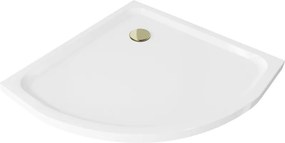 Mexen Flat brodzik semirotund slim 90 x 90 cm, alb, sifon auriu - 41109090G