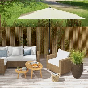 Outsunny Umbrelă rectangulară înclinabilă 2x3 m cu manivelă pânză din poliester impermeabilă de înaltă densitate 180g/m² crem | Aosom Romania