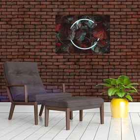 Tablou - Cerc de neon între palmieri (70x50 cm)