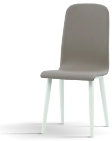 Scaun  Arianna, imitatie piele si picior metalic alb - BEJ - PIELE ECOLOGICA - ALB