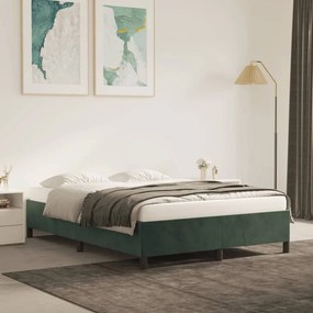347321 vidaXL Cadru de pat, verde închis, 140x190 cm, catifea