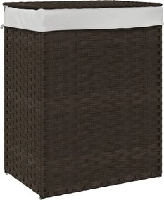 vidaXL Coș de rufe cu capac, maro închis, 46x33x60 cm, poliratan