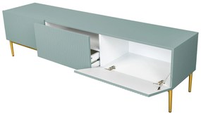 Comodă TV Nicole 200 cm - MDF salvie / picioare aurii