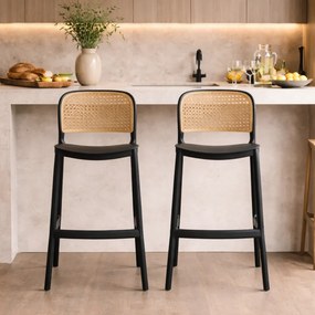Scaun de bar, stivuibil, negru/bej, RAVID NEW TYP 3