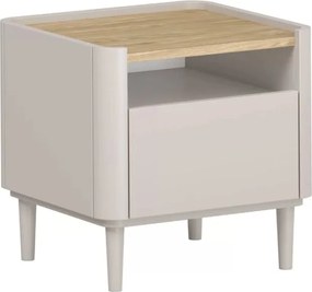 Noptieră Elivo 50 cm cu sertar pe picioare - cașmir / stejar uleiat