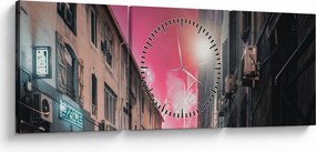 Tablou - Artificii din Marseille (cu ceas) (90x30 cm)