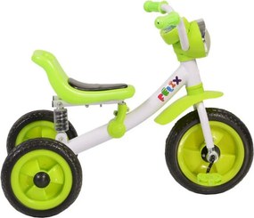 Tricicleta cu pedale NOVOKIDS™ Felix Trike ,Cu melodii si lumini, Max 20 kg, Suspensie spate, Roti din cauciuc EVA, Cadru metalic, Verde