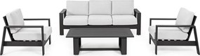 Set mobilier de gradina, 4 piese, metal, gri / negru, Baltic Bizzotto