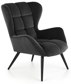 Fotoliu Tyrion velvet negru H91 cm