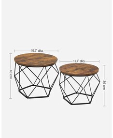 Set De 2 Masute De Cafea, Maro Rustic Si Negru
