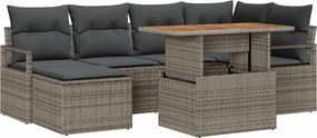 vidaXL Set de canapele pentru grădină 7 pcs Gri Rattan poli