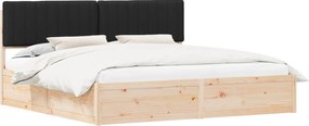 vidaXL Cadru de pat cu tăblie tapițată cu headboard Negru 200 x 200 cm