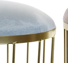 Taburet Soft Blue cu suport din metal auriu 36.5x38 cm