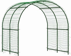 Outsunny Grilaj metalic de înfigere, anti-rugină, suport curbat pentru castraveți 210 x 250 x 216 cm Verde închis | Aosom Romania