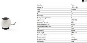 Veioza LED stil minimalist MOY negru, opal