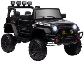 AIYAPLAY Mașină electrică pentru copii UTV cu telecomandă 2,4G, 2 motoare de 12 V, muzică, claxon, lumini LED, 100x63x65cm, negru | Aosom Romania