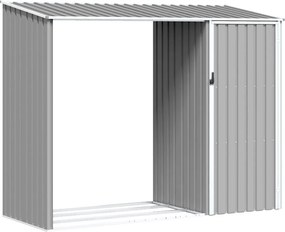 vidaXL Șopron de grădină lemne de foc, gri, 245x98x159 cm oțel zincat