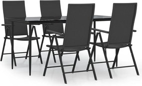 vidaXL Set mobilier de grădină, 5 piese, negru, poliratan