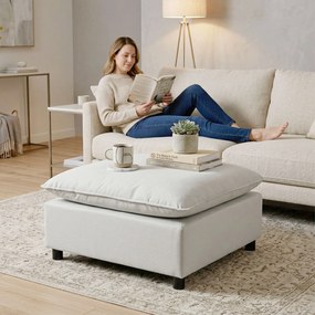 HOMCOM Otomană pătrată pentru living, ottoman cu picioare din plastic, pouf pentru dormitor, hol, 75x75x40 cm, gri | Aosom Romania