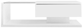 Măsuță de Cafea Modernă cu Raft din Sticlă și Efecte LED, 105x55x32,5 cm, Alb