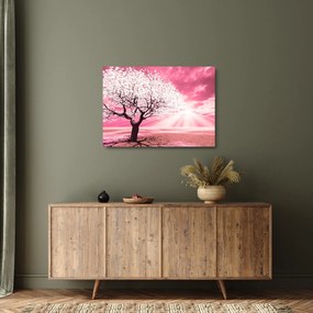 Tablou pe sticlă cu pomul roz (70x50 cm)