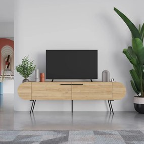 Masă TV în culoare naturală cu aspect de lemn de stejar 195x57 cm Saluso – Marckeric