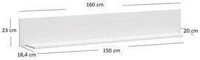 Poliță 160 cm Olna (alb). 1053147