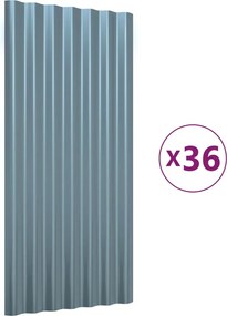vidaXL Panouri de acoperiș 36 buc. oțel galvanizat gri 80x36 cm