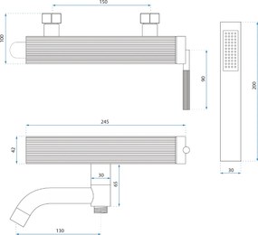 Baterie pentru cadă REA Argon Brush Copper