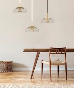 Lustra suspendata LED, Metal, Sticla, Eden