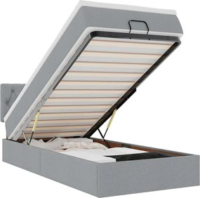 vidaXL Pat otoman cu saltea țesătură gri deschis 90x200 cm