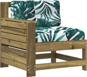 vidaXL Canapea grădină cotieră cu perne, lemn de pin tratat
