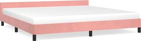 vidaXL Cadru de pat cu tăblie fără saltea, roz, 200x200 cm, catifea