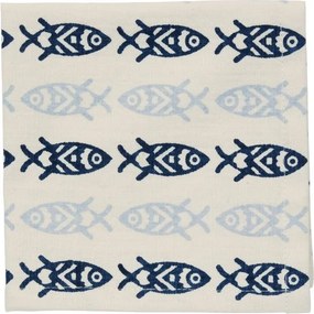 Set 4 șervete din bumbac imprimat cu motive de pești, 35×35 cm, „Fish Napkins"