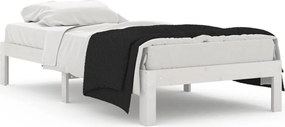 vidaXL Cadru de pat single, alb, 90x190 cm, lemn masiv