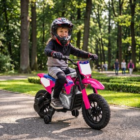 AIYAPLAY Motocicletă electrică pentru copii 3+ ani, licență Honda CRF 450R, 12V, baterie litiu, cu suspensii, roz | Aosom Romania