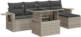 vidaXL Set canapele de grădină cu perne, 6 piese gri deschis poliratan