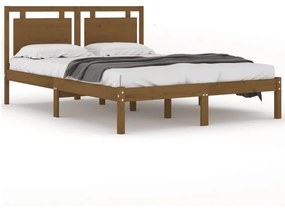 3105558 vidaXL Cadru de pat, maro miere, 200x200 cm, lemn masiv