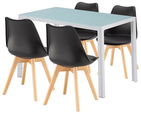 Set de sufragerie Liva 4+1 alb-negru